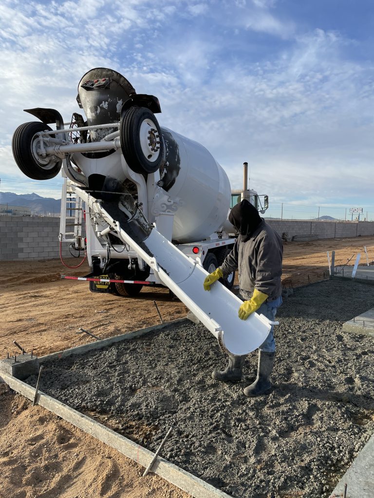 preparing to pour concrete for a garage floor in Kingman, Arizona.