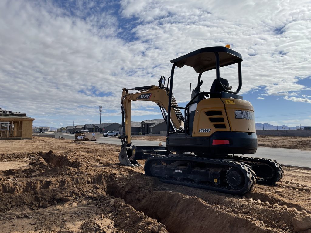 Trench footings being excavated in Kingman, Arizona.