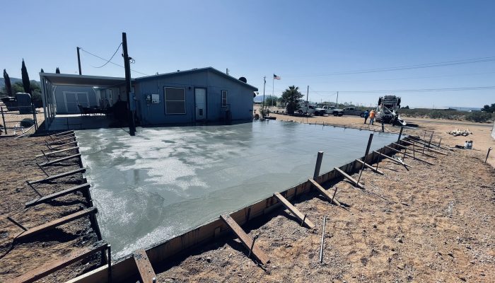 Concrete slab poured and finished in Golden Valley, Arizona.