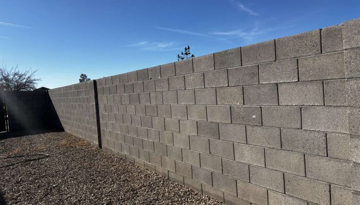 Finished block wall around the backyard of a home in Kingman, Arizona.