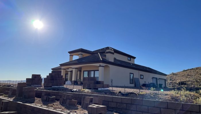 Block wall being constructed around a home in Kingman, Arizona.