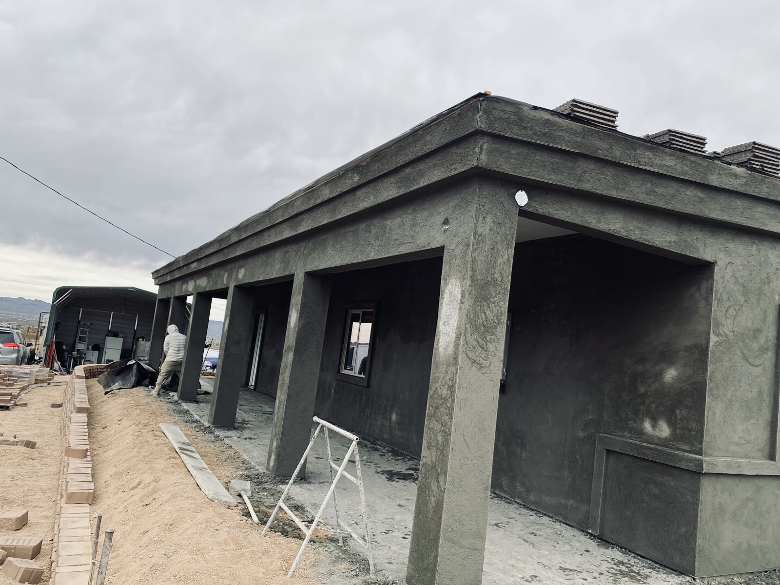 Stucco applied to a residential home in Kingman, Arizona.