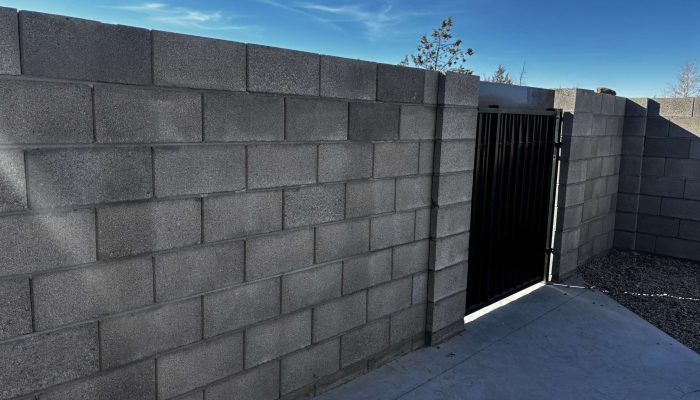 Finished block wall around the backyard of a home in Kingman, Arizona.